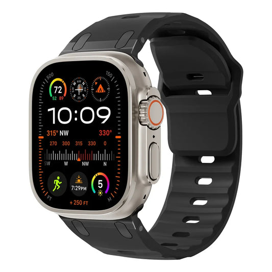 Bracelet Sport Ultra-Soft en Silicone pour Apple Watch Série 9/8/7 & SE/10 avec Boucle en Acier Inoxydable - Conçu pour le  Confort et le Style