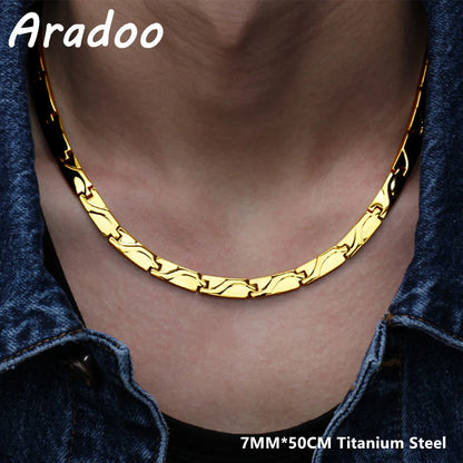 Collier Magnétique Homme ARADOO en Acier Titane