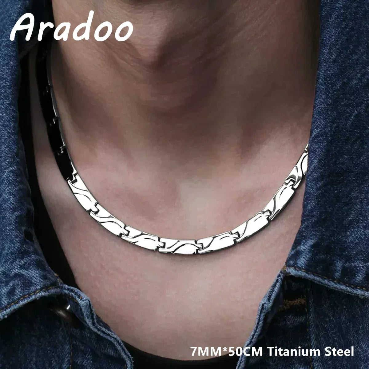 Collier Magnétique Homme ARADOO en Acier Titane