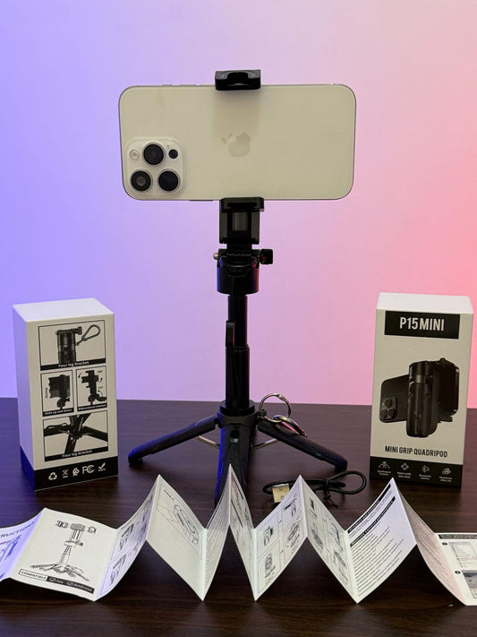 Porte-Téléphone Mini Pliable P15 avec Selfie Stick et Contrôle Bluetooth