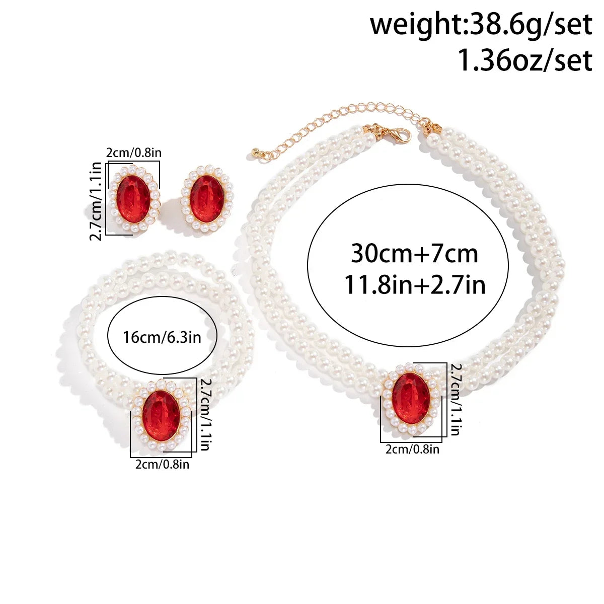 Ensemble de Bijoux Élégant en Perles et Strass: Collier, Bracelet et Boucles d'Oreilles