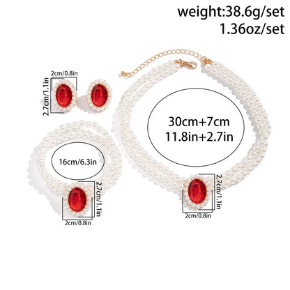 Ensemble de Bijoux Élégant en Perles et Strass: Collier, Bracelet et Boucles d'Oreilles